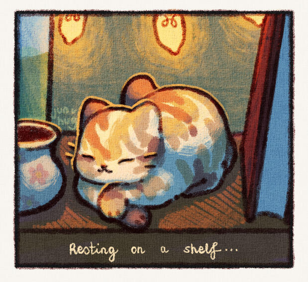 resting on a shelf